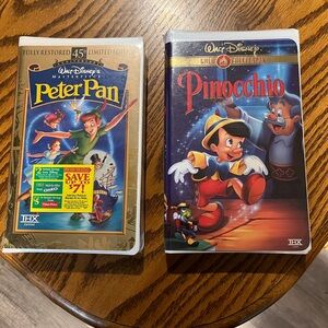 Sealed Disney Peter Pan and Pinocchio VHS Tapes